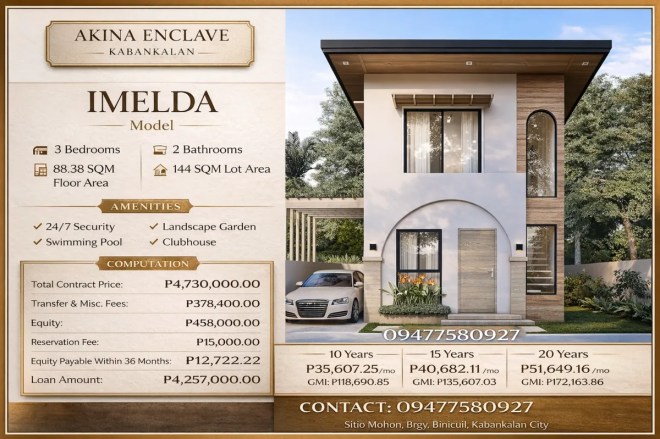 Akina Enclave Kabankalan Imelda Model 3-bedroom modern house and lot for sale in Kabankalan City Negros Occidental