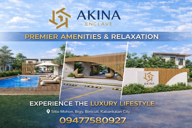 Akina Enclave Kabankalan premier amenities and relaxation area with pool, entrance gate, and luxury community features